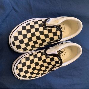 Vans, slip-on, black & white checkered little kids (toddler) size 11, NEVER WORN